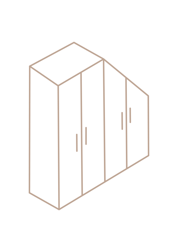 Dachschrägenschrank mit Schräge rechts (schematische Darstellung)