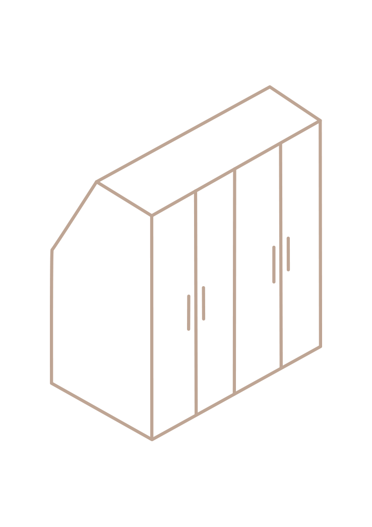 Dachschrägenschrank mit Schräge hinten, Drempelschrank (schematische Darstellung)
