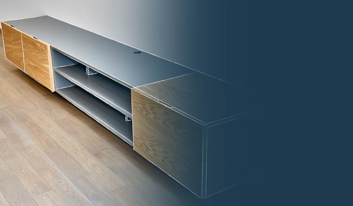 ein Sideboard nach Maß gestaltet den Raum offener als eine klassische Wohnwand.